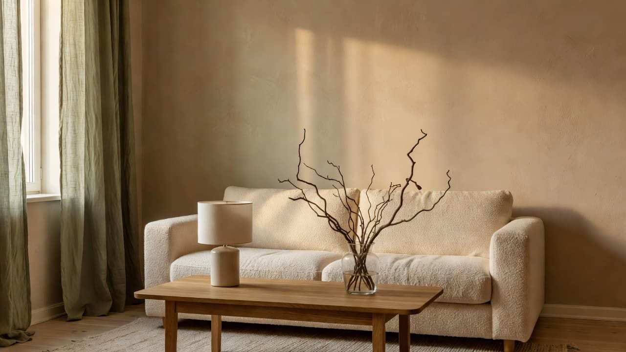 AI interior design concept of a redesigned living room