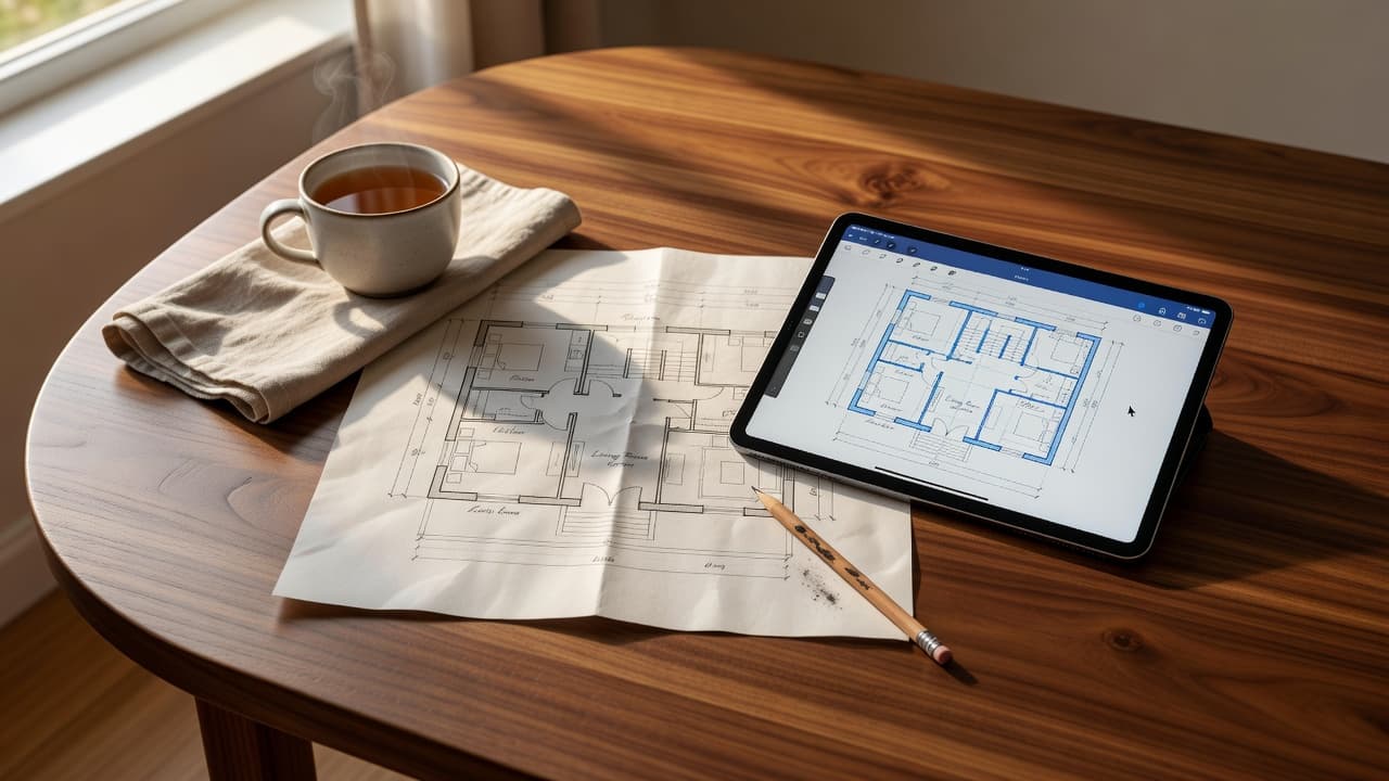 Convert a floor plan photo to an editable digital floor plan on iPad